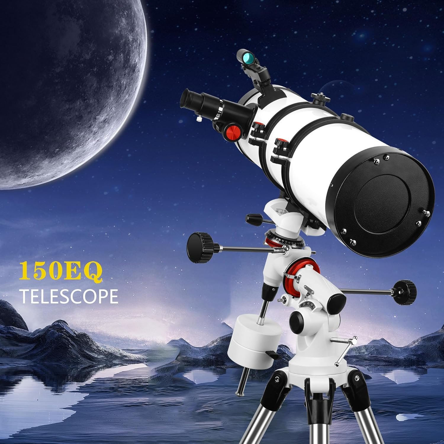 Telescope 150EQ Astronomical Reflector Telescopes for Adults,Professional Manual Equatorial Telescope for Beginners.Comes with 2X Barlow Lens Phone Adapter,Stainless Tripod and...