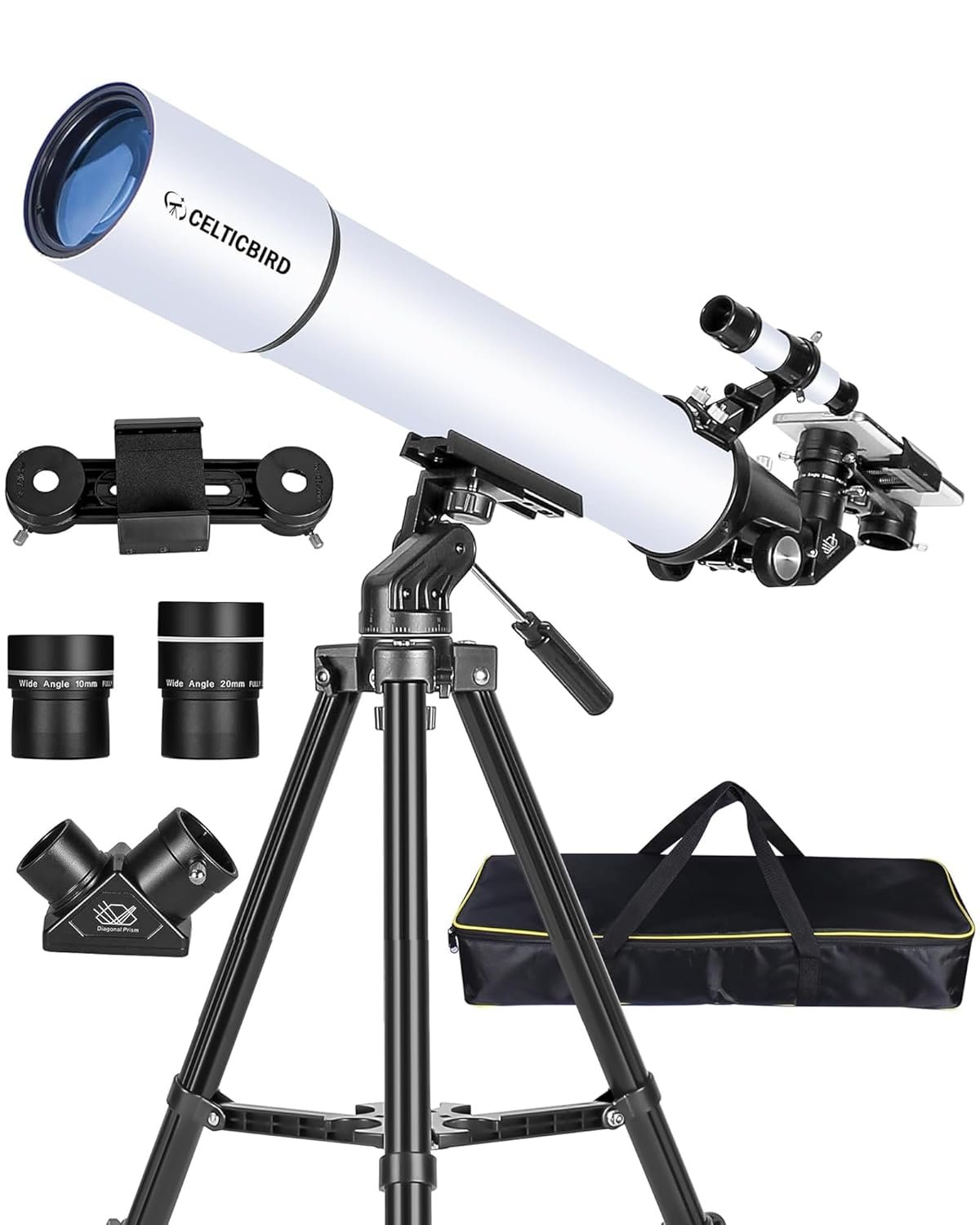 Telescope for Adults High Powered, 80mm Aperture 600mm Telescopes for Adults Astronomy, Travel Telescopio for Beginners with AZ Mount, Backpack, Phone Adapter, Moon Filter
