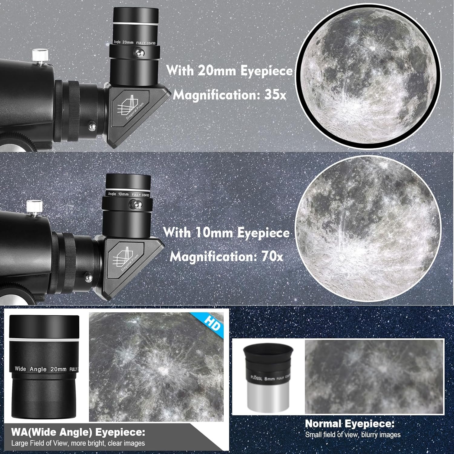 Telescope for Adults High Powered, 90mm Aperture 1000mm Refractor Telescopes for Adults Astronomy Telescopio with High Precision Adjustment, Ultra-Stable Vertisteel AZ Mount...