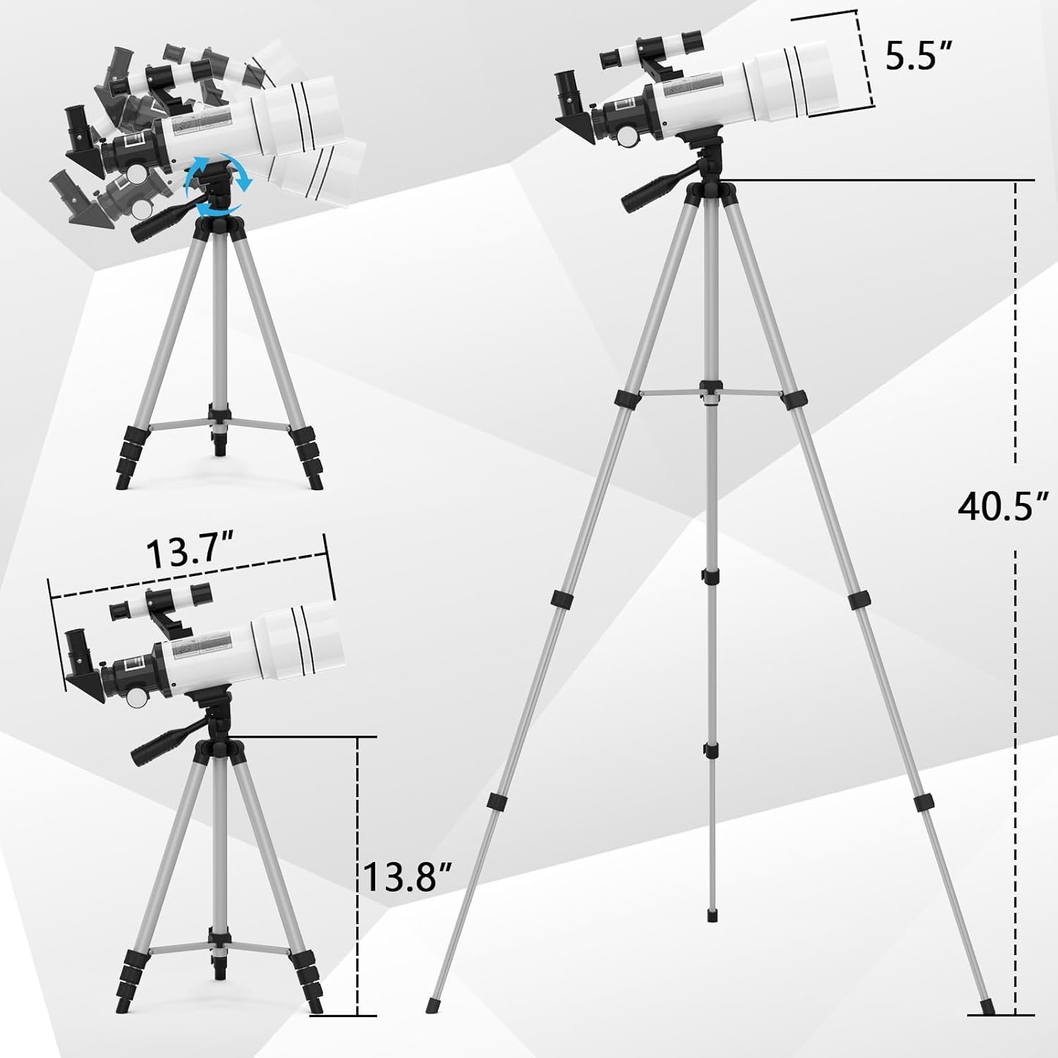 Telescope for Adults & Kids, 70mm Aperture Refractor (15X-150X) Portable Travel Telescope with Phone Adapter & Wireless Remote, Astronomy Beginners Gifts, Black