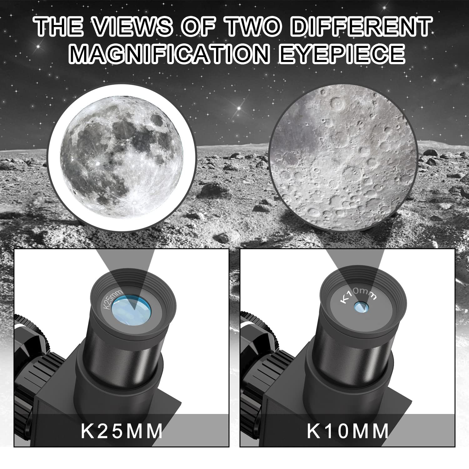Telescope for Kids & Adults Beginners, 70mm Astronomy Refractor Telescope with Adjustable Tripod, Portable Telescope for Moon & Planet Viewing, Includes 2 Eyepieces & Finder Scope