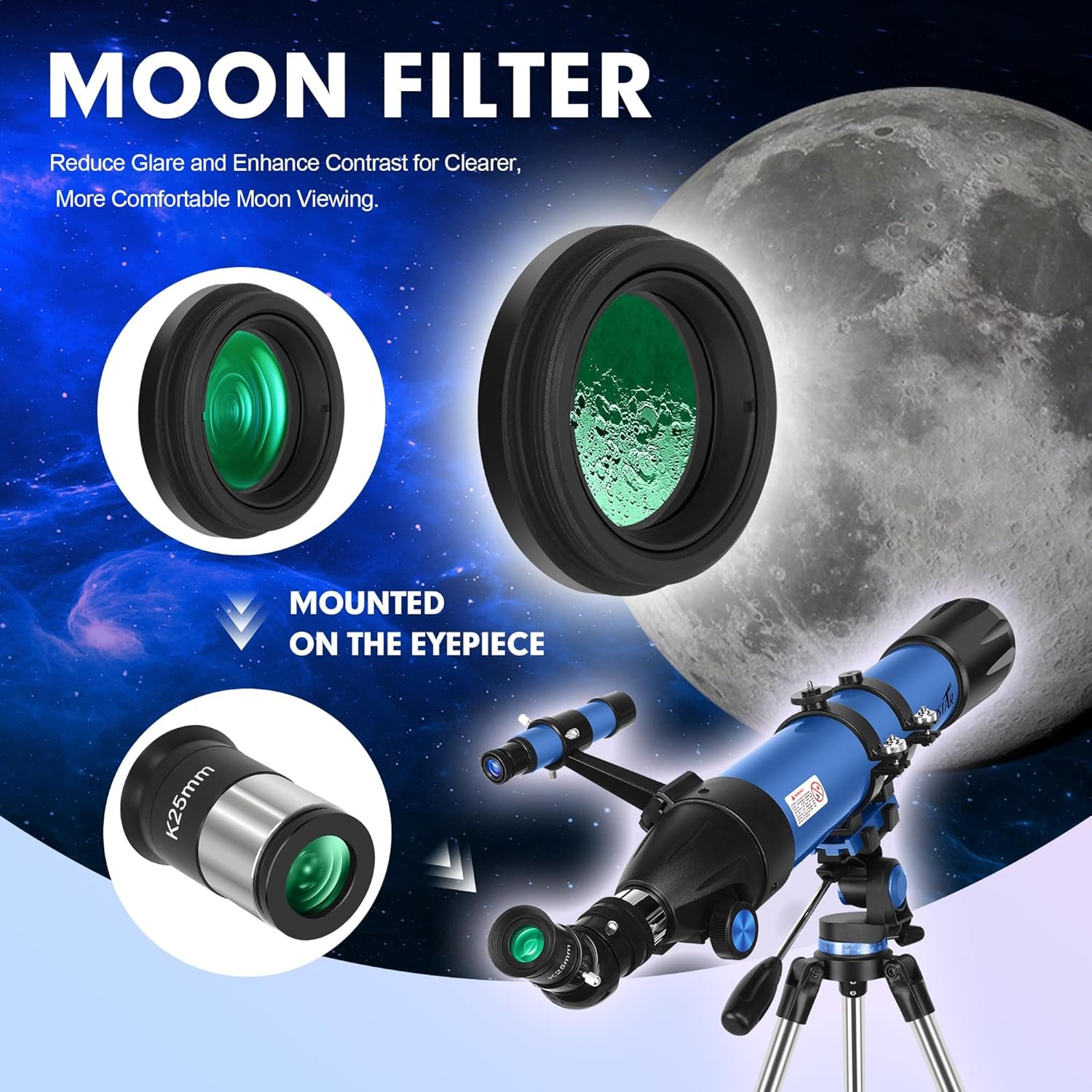 Telescope, Telescope for Adults High Powered, 90mm Aperture 800mm Professional Refractor Telescopes for Adults Astronomy Beginners with AZ Mount Stainless Tripod, Carry Bag and...
