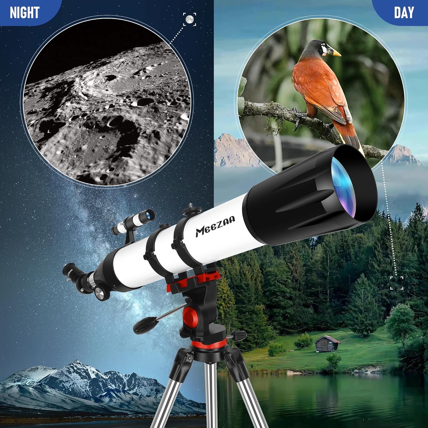 Telescope, Telescope for Adults High Powered Professional, 90mm Aperture 800mm Refractor Telescopes for Astronomy Beginners Fully Multi-Coated with AZ Mount Tripod & Phone...