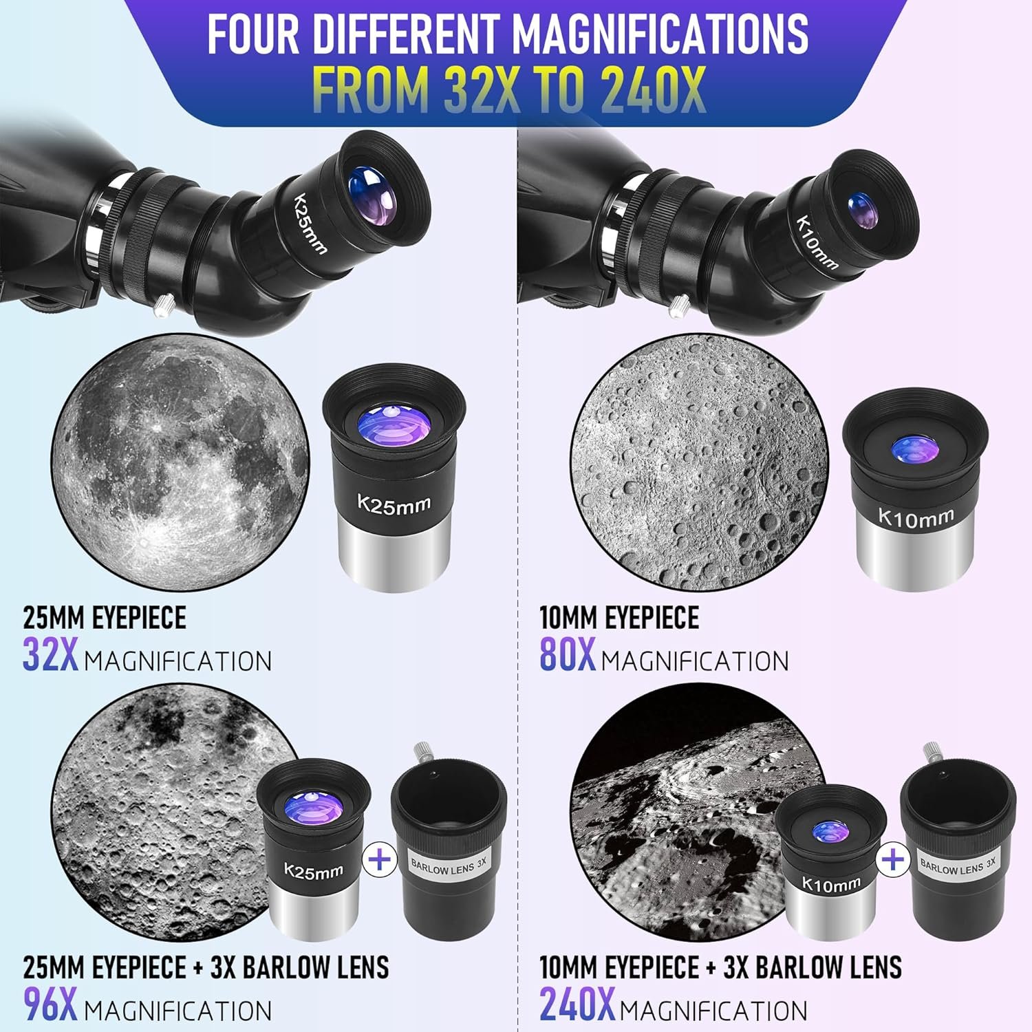 Telescope, Telescope for Adults High Powered Professional, 90mm Aperture 800mm Refractor Telescopes for Astronomy Beginners Fully Multi-Coated with AZ Mount Tripod & Phone...