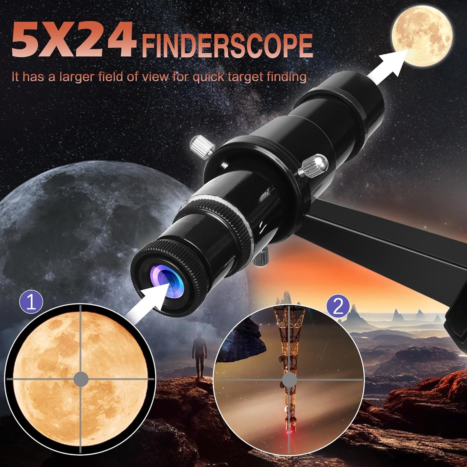 Telescope, Telescopes for Adults Astronomy, 80mm Aperture High Powered Refractor Telescope for Kids & Beginners, Magnification 180X, for Moon Observation with Phone Adapter &...