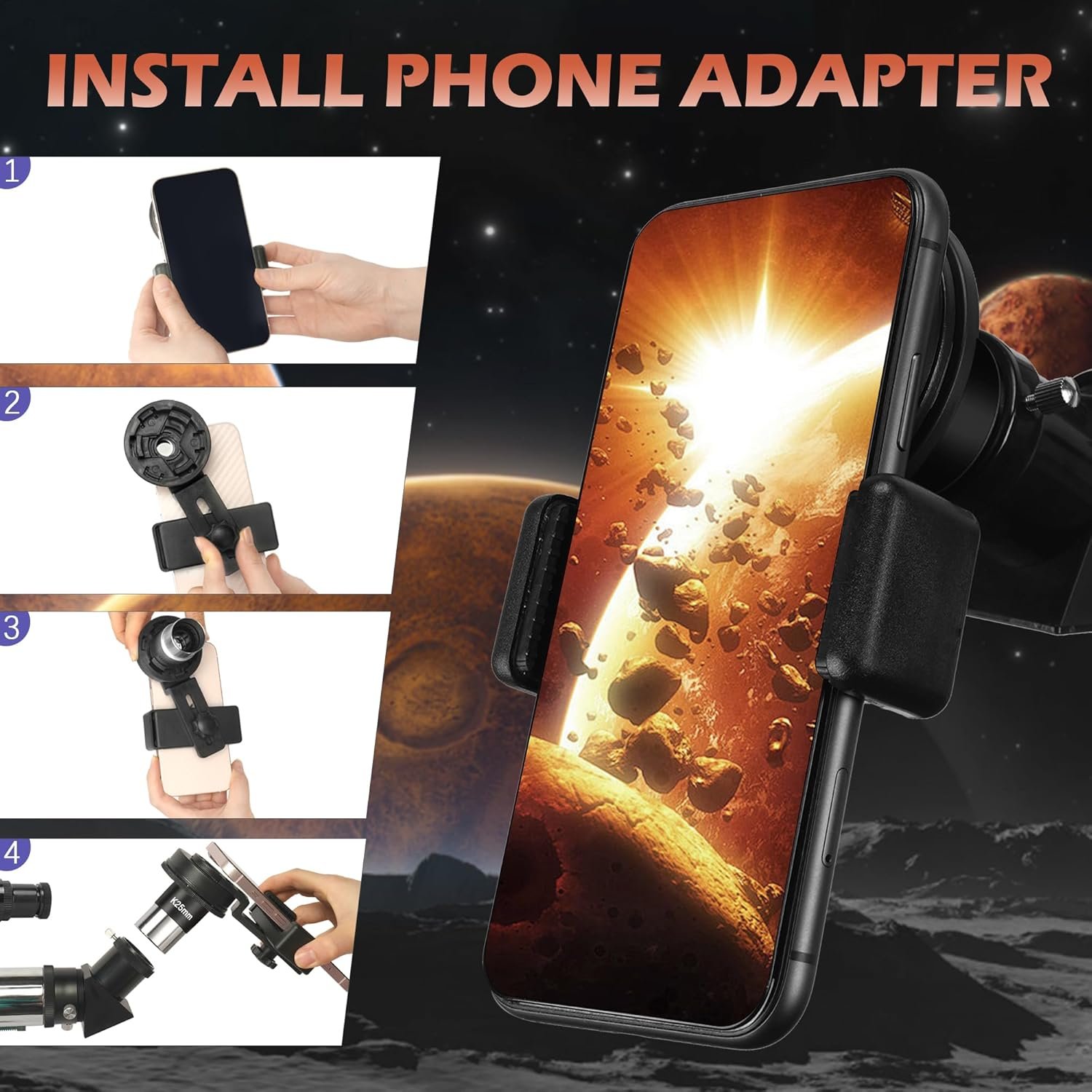 Telescope, Telescopes for Adults Astronomy, 80mm Aperture High Powered Refractor Telescope for Kids & Beginners, Magnification 180X, for Moon Observation with Phone Adapter &...