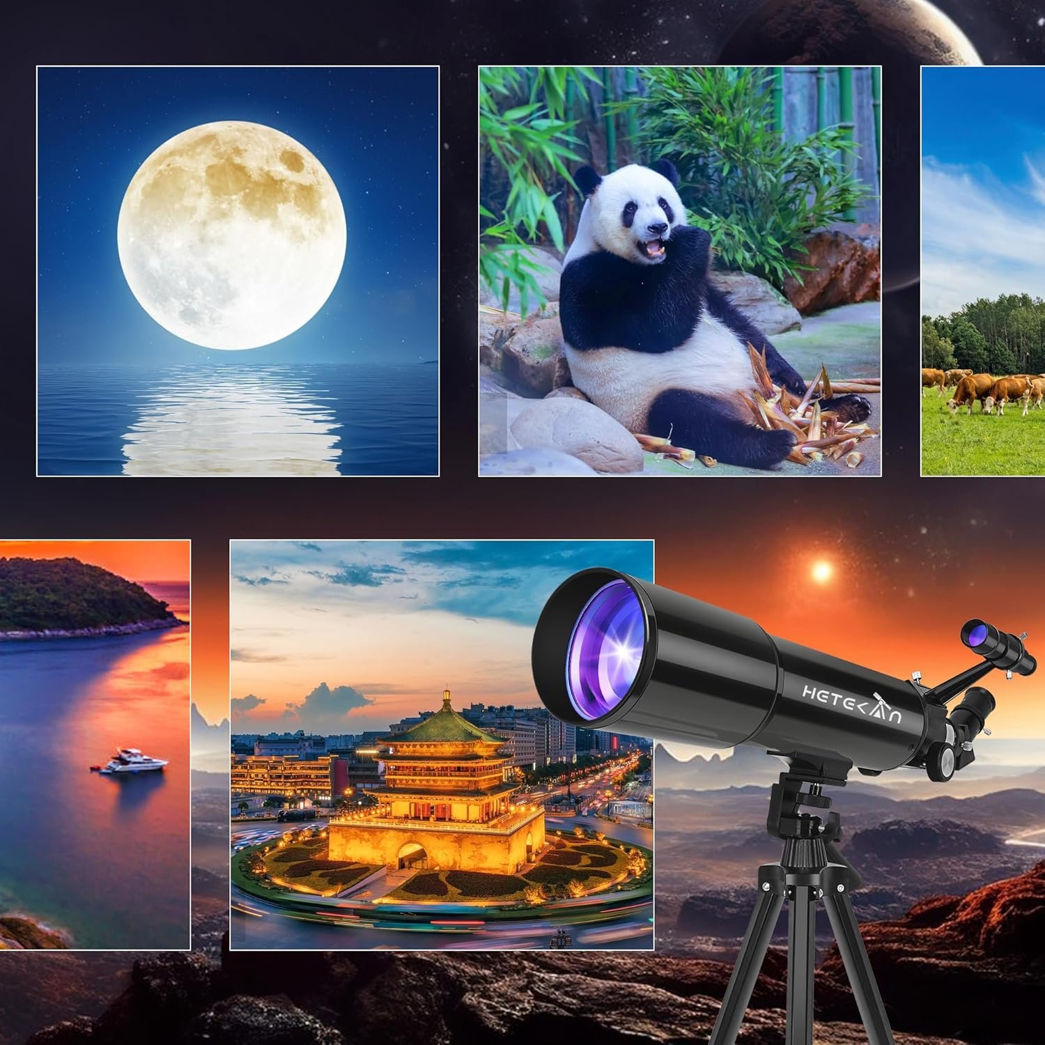 Telescope, Telescopes for Adults Astronomy, 80mm Aperture High Powered Refractor Telescope for Kids & Beginners, Magnification 180X, for Moon Observation with Phone Adapter &...