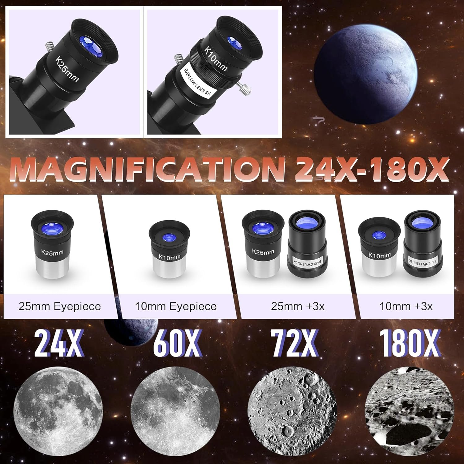 Telescope, Telescopes for Adults Astronomy, 80mm Aperture High Powered Refractor Telescope for Kids & Beginners, Magnification 180X, for Moon Observation with Phone Adapter &...