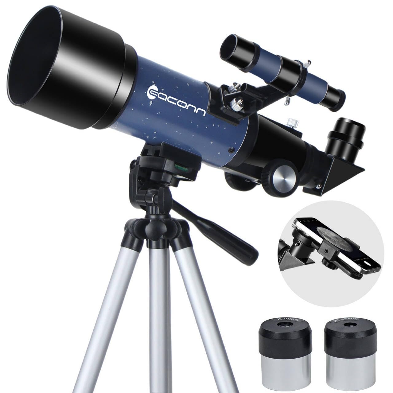 Telescopes, Telescope for Kids and Adults Beginners, 70mm Aperture 400mm Focus Length Refractor Travel Telescope with AZ Mount for Observe The Moon and Landscape (White)