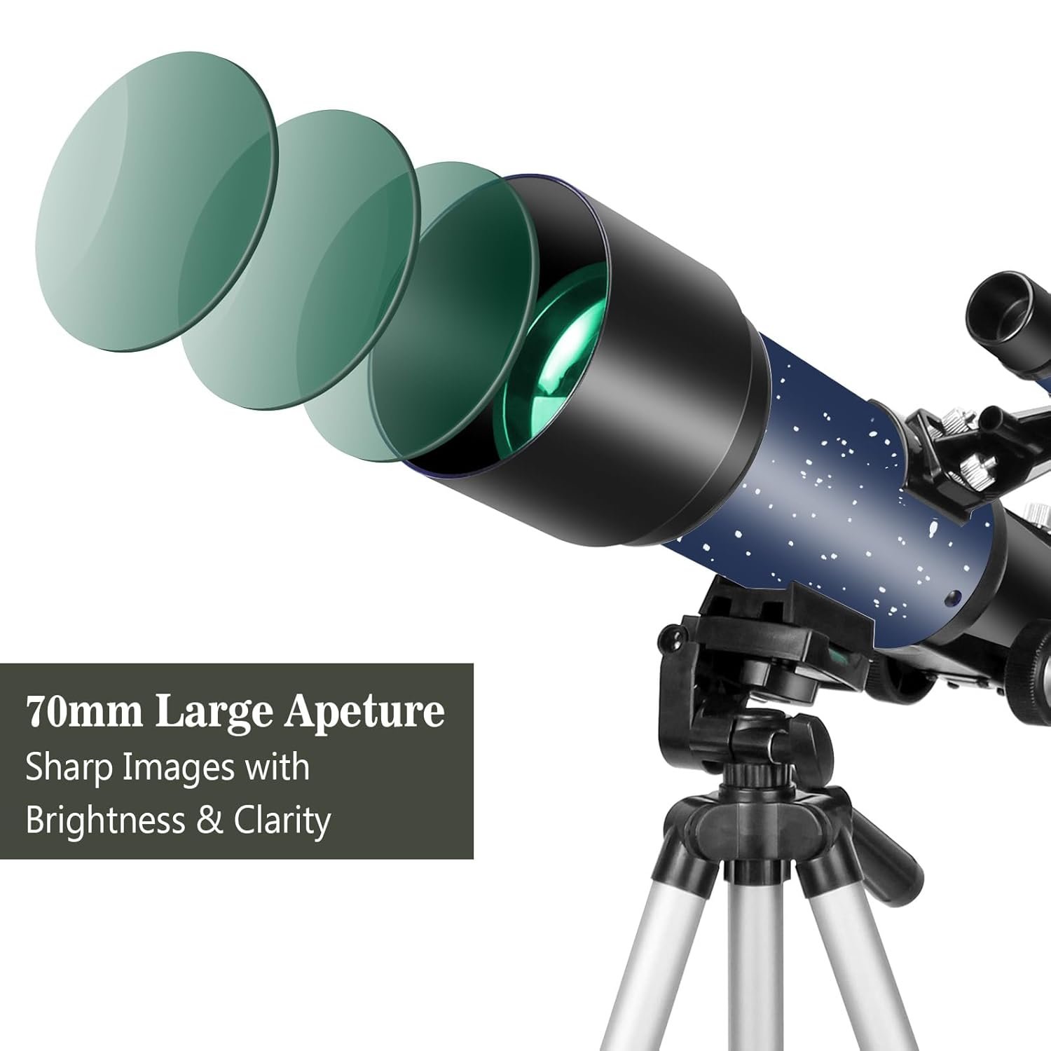 Telescopes, Telescope for Kids and Adults Beginners, 70mm Aperture 400mm Focus Length Refractor Travel Telescope with AZ Mount for Observe The Moon and Landscape (White)