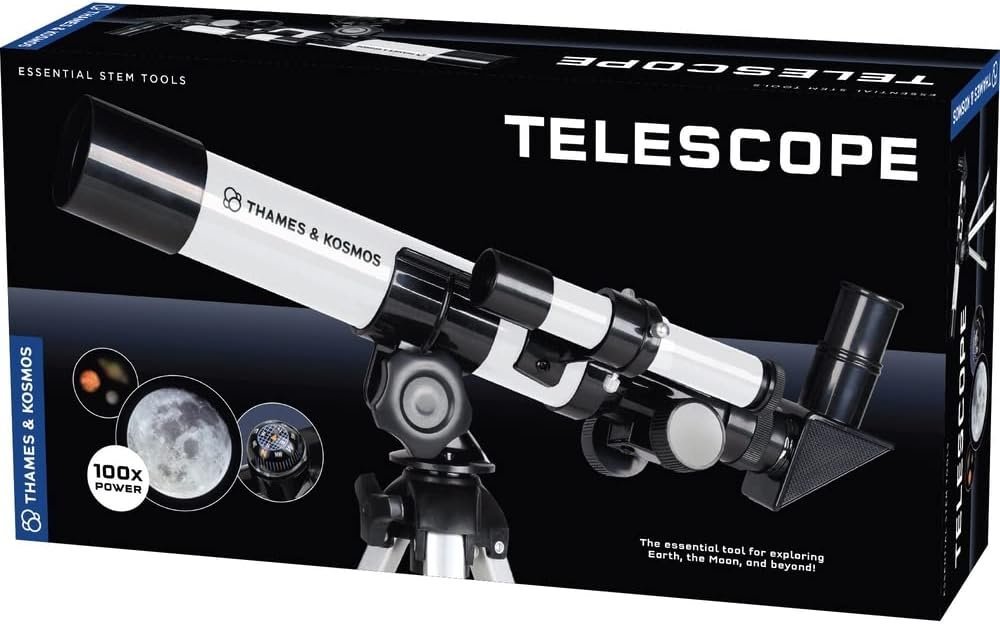 The Thames & Kosmos Telescope Essential STEM Tool | Childrens Refractor Telescope with 100x Magnification & Built-in Compass | Classic Scientific Device for Astronomical &...