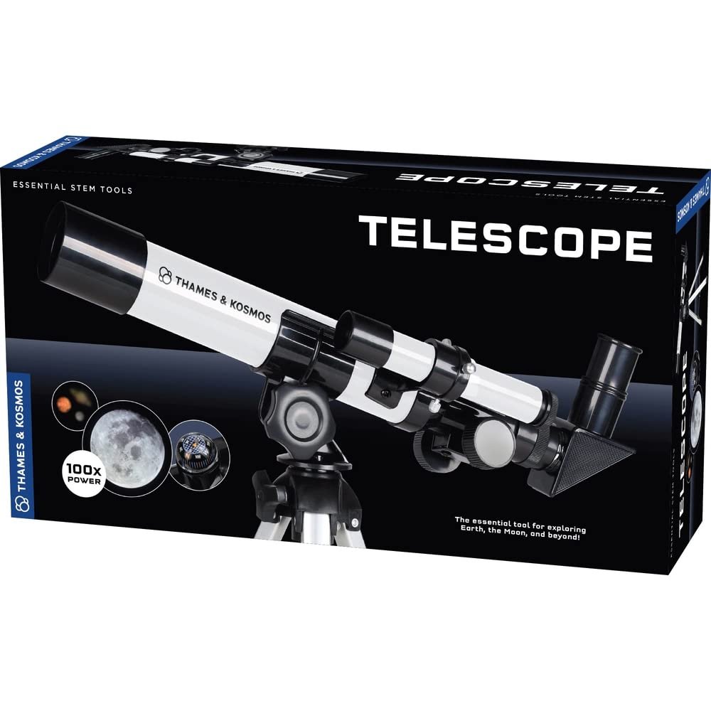 The Thames & Kosmos Telescope Essential STEM Tool | Childrens Refractor Telescope with 100x Magnification & Built-in Compass | Classic Scientific Device for Astronomical &...