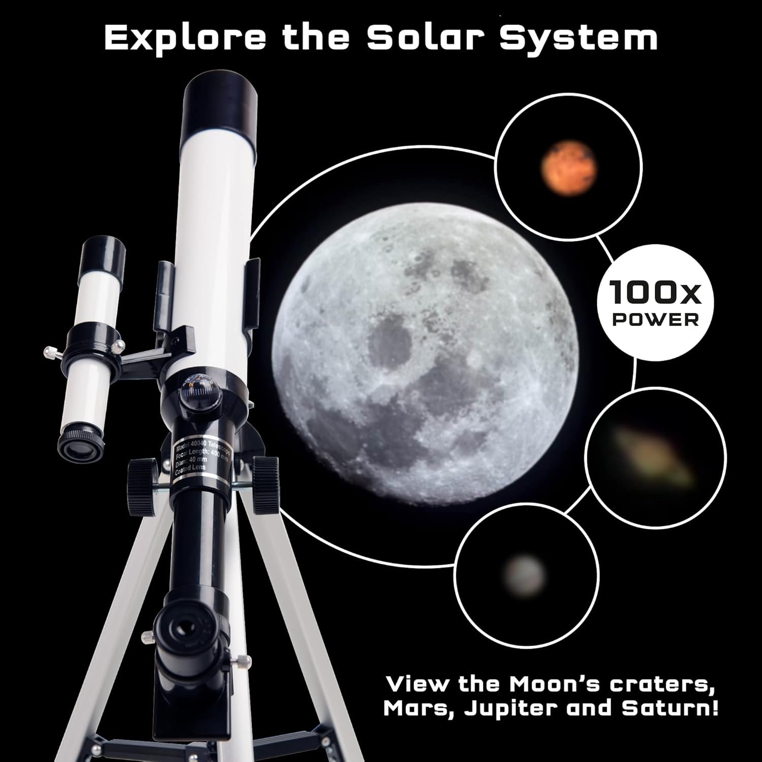 The Thames & Kosmos Telescope Essential STEM Tool | Childrens Refractor Telescope with 100x Magnification & Built-in Compass | Classic Scientific Device for Astronomical &...