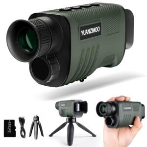 Upgraded Night Vision Monocular Digital Infrared Monocular Telescope for 100% Darkness with 8X Zoom 2000mAh Rechargeable Battery Tripod 32 GB SD Card & Card Reader, for Adult...