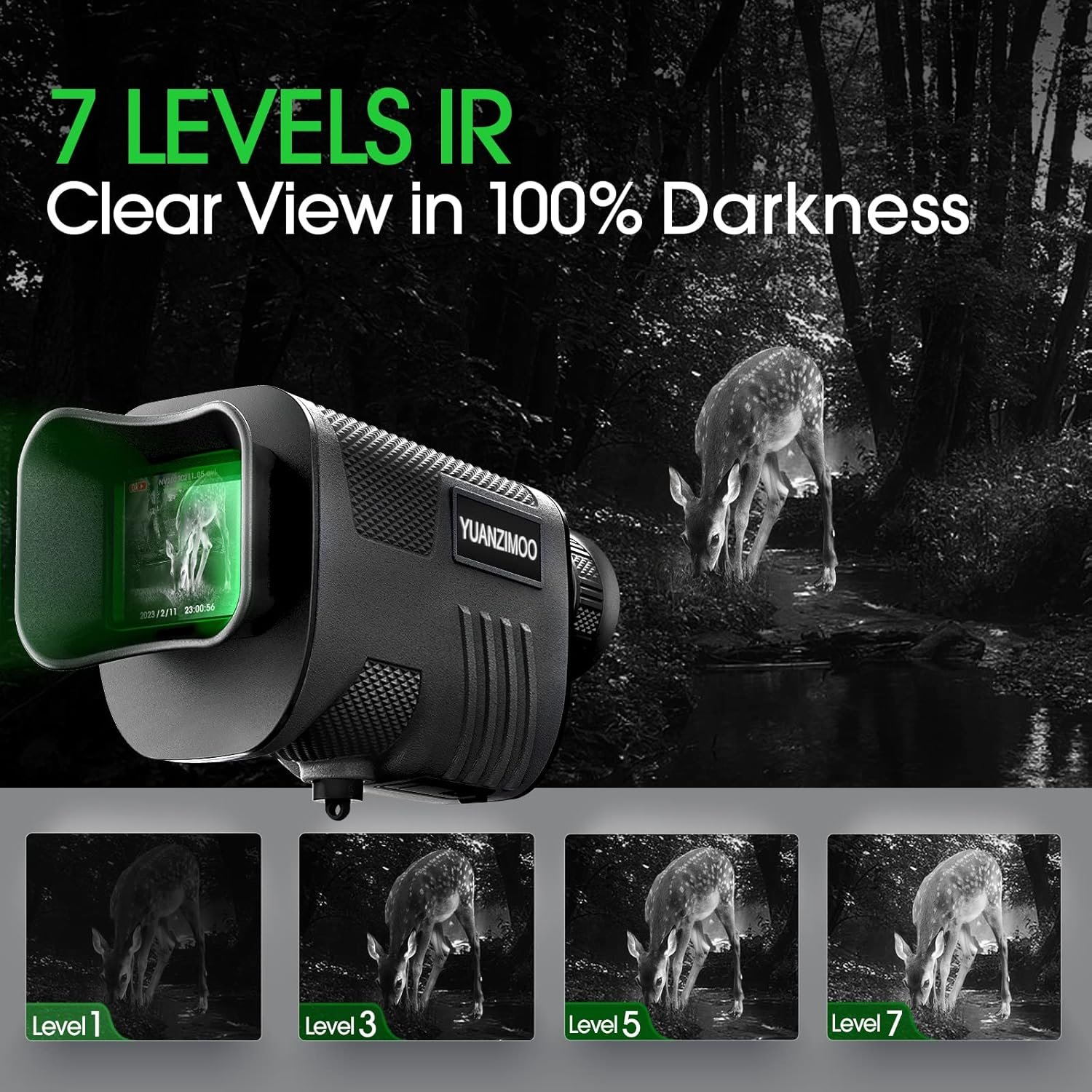 Upgraded Night Vision Monocular Digital Infrared Monocular Telescope for 100% Darkness with 8X Zoom 2000mAh Rechargeable Battery Tripod 32 GB SD Card & Card Reader, for Adult...