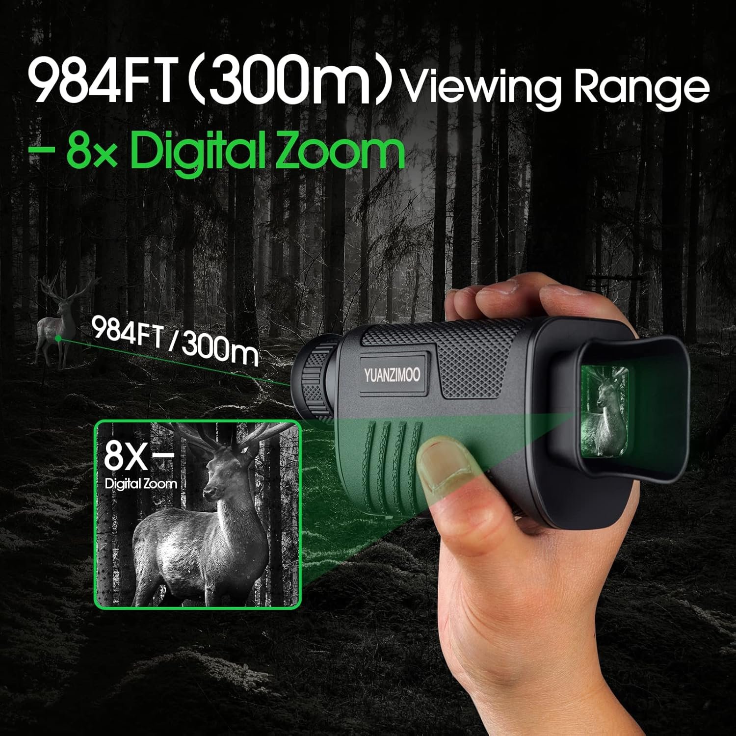 Upgraded Night Vision Monocular Digital Infrared Monocular Telescope for 100% Darkness with 8X Zoom 2000mAh Rechargeable Battery Tripod 32 GB SD Card & Card Reader, for Adult...