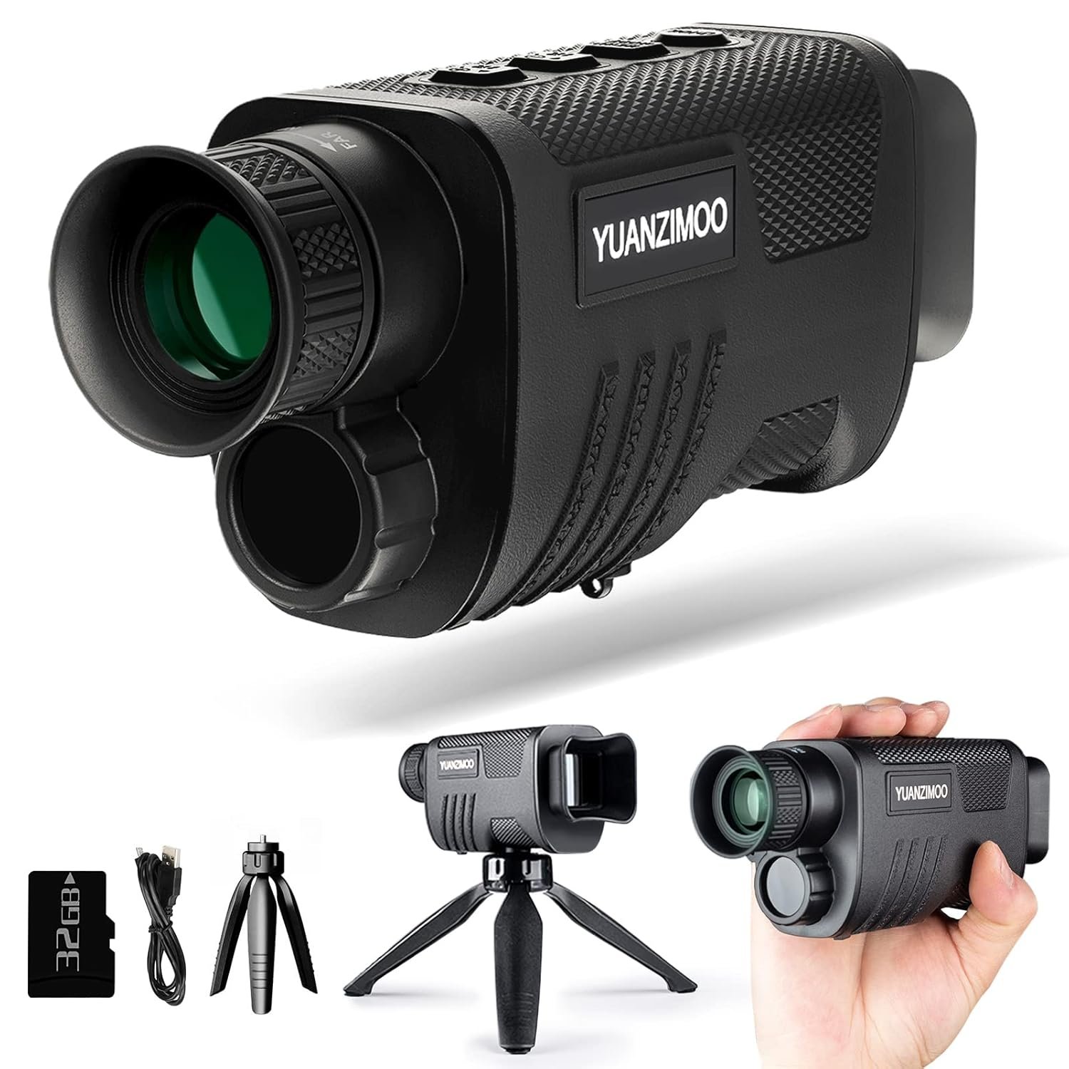 Upgraded Night Vision Monocular Digital Infrared Monocular Telescope for 100% Darkness with 8X Zoom 2000mAh Rechargeable Battery Tripod 32 GB SD Card & Card Reader, for Adult...