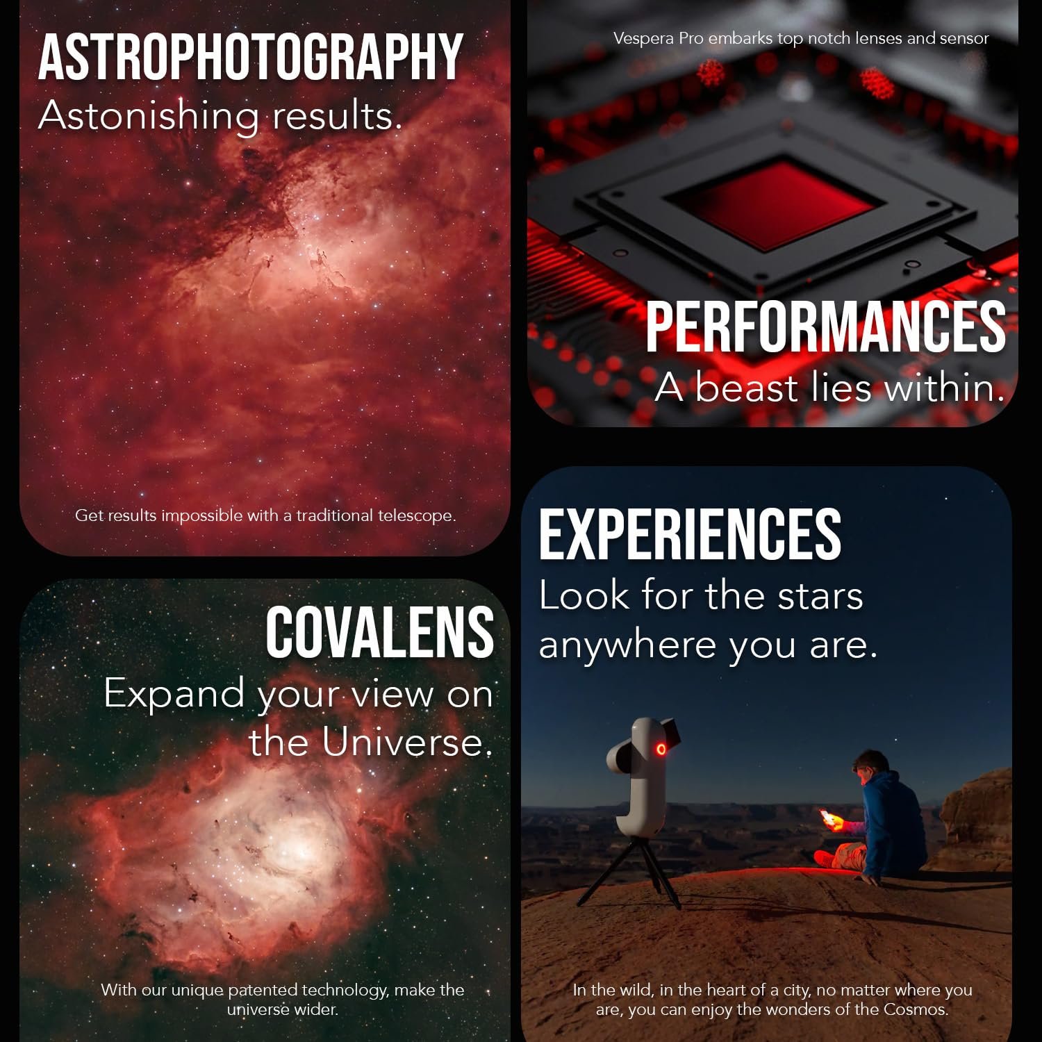 Vespera Pro Smart Telescope – 12.5MP Astrophotography Camera with Sony Starvis2 Sensor – App-Controlled Observation Station – Live Panorama & Auto Tracking – for Beginners &...