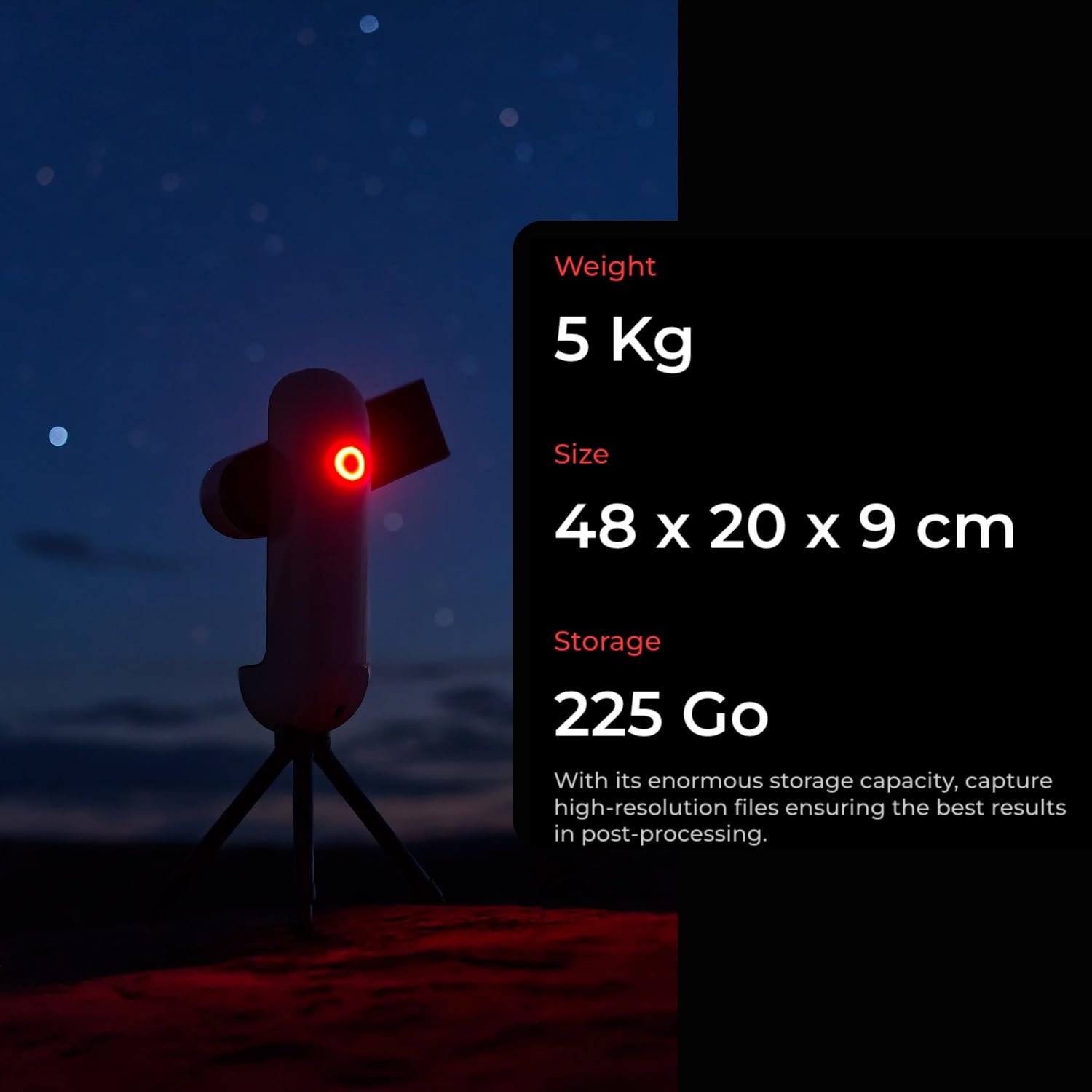 Vespera Pro Smart Telescope – 12.5MP Astrophotography Camera with Sony Starvis2 Sensor – App-Controlled Observation Station – Live Panorama & Auto Tracking – for Beginners &...